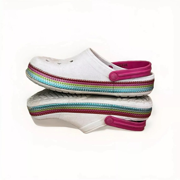 Crocs Pink Crocband Sequin Clogs Rainbow Sequins - Picture 4 of 10